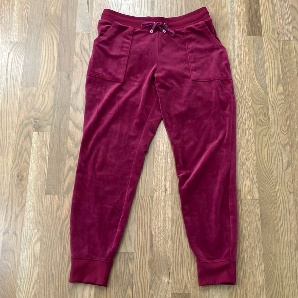 Nicole Miller Women's Pink Soft Velvety Drawstring Lounge Sweatpants Joggers